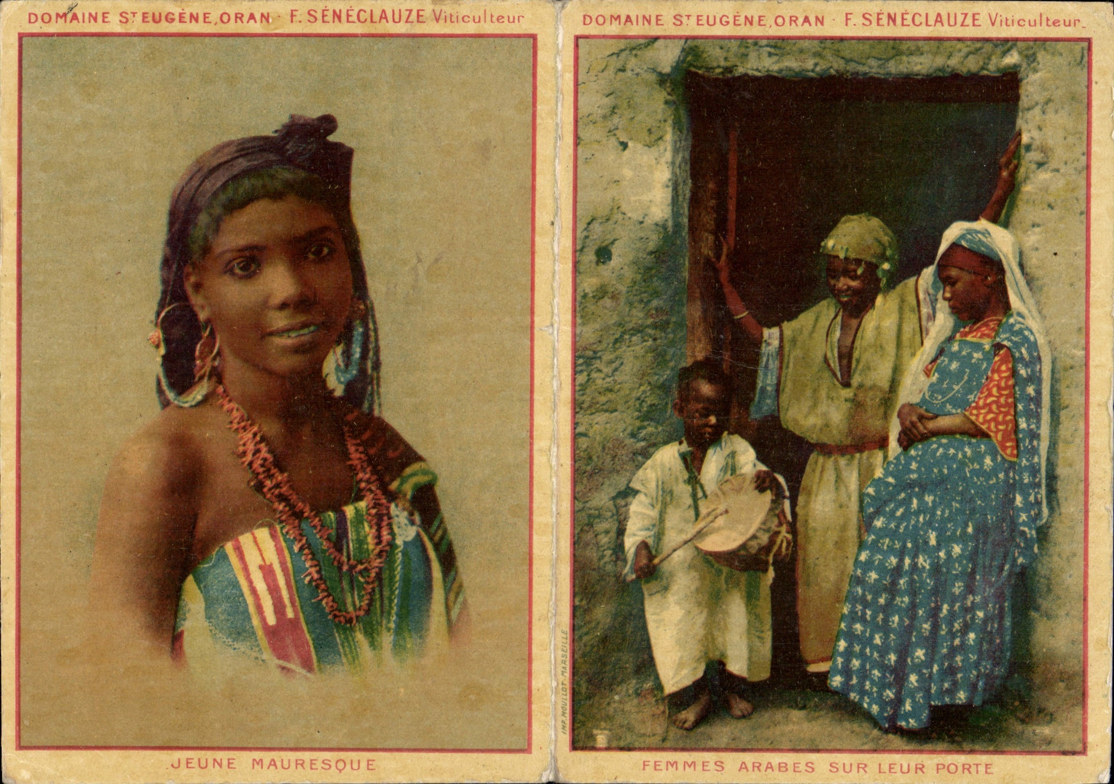 Junge Mauresin — Arabische Frauen vor ihrer Tür — Domaine Saint-Eugène, Oran, F. Sénéclauze Winzer