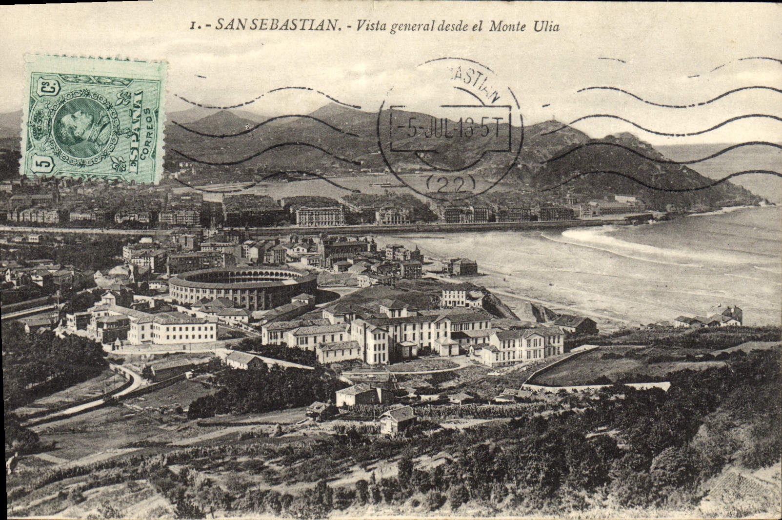 CPA San Sebastian Vista General Desde El Monte Ulia