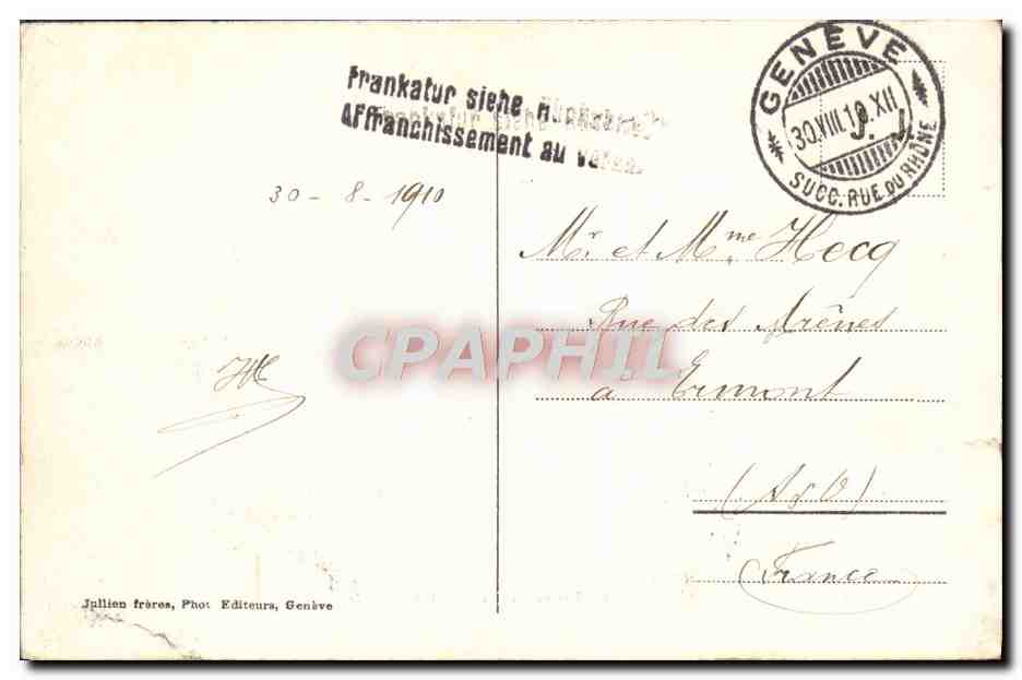 CPA Geneve Ef Le Mont Blanc — Rückseite