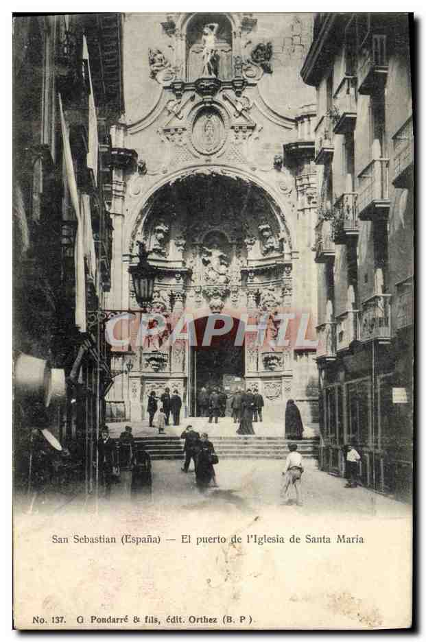 CPA San Sebastian El Puerto De I'Iglesia De Santa Maria