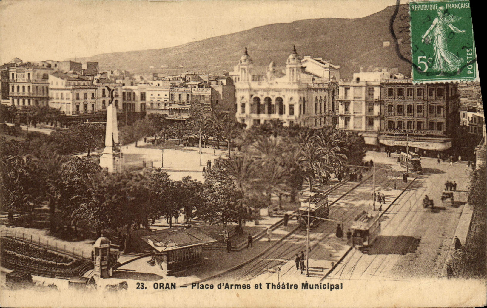 CPA Oran Place D'Armes Et Theatre Municipal