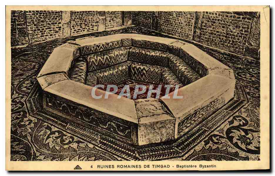 CPA Ruines Romaines De Timgad Baptistere Byzantin
