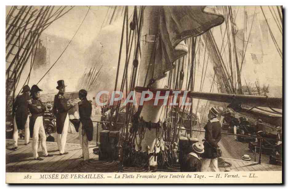 CPA Musee De Versailles La Flotte Francaise Force I'Entree Du Tage Vernet