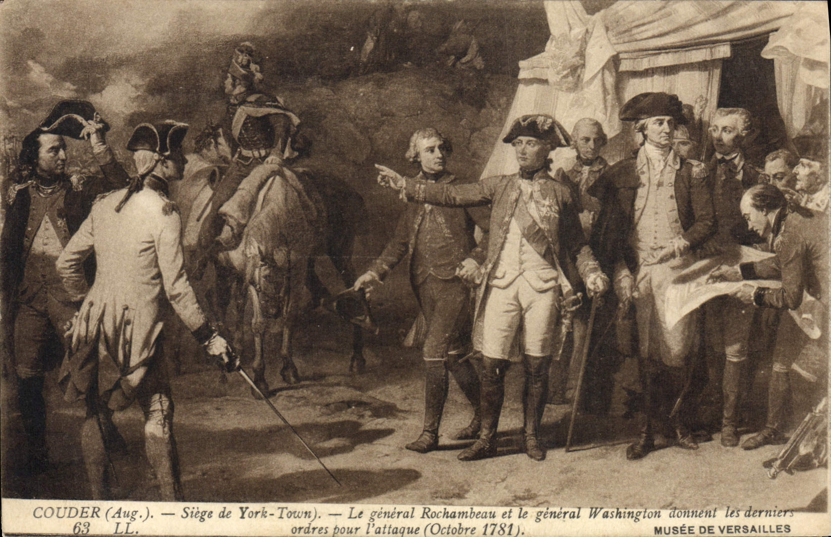 CPA Couder Le General Rochambeau Et Le General Washington Versailles