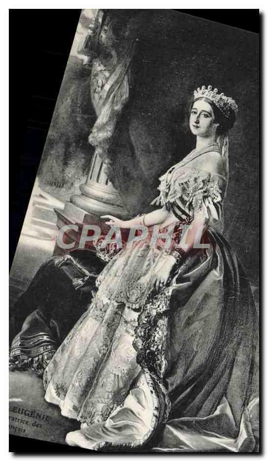 Élégante reine Eugénie des Français — portrait en costume royal — éditeur non identifié
