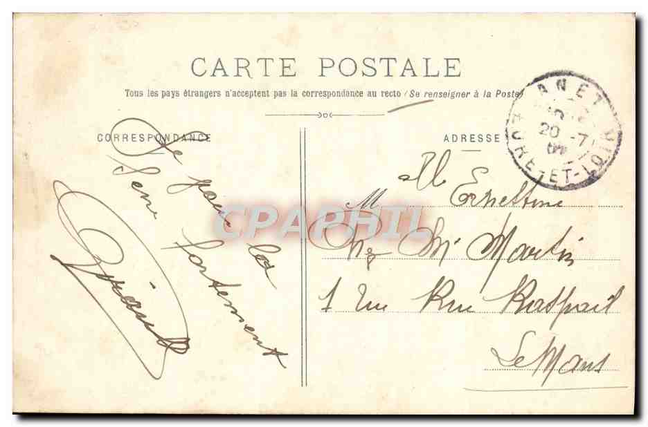 CPA Vue De La Maison Royale D'Anet Timbre Semeuse FM 10c — Back