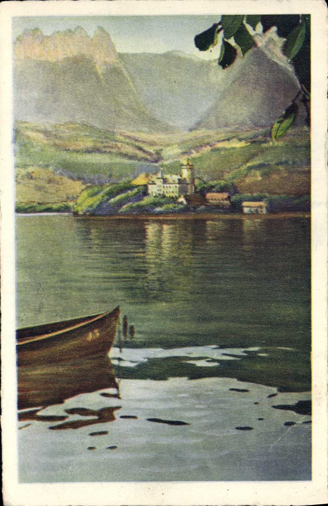 Lac d'Annecy — Château de Duingt et Dents de Lanfon — Braun & Cie, Mulhouse - Dornach