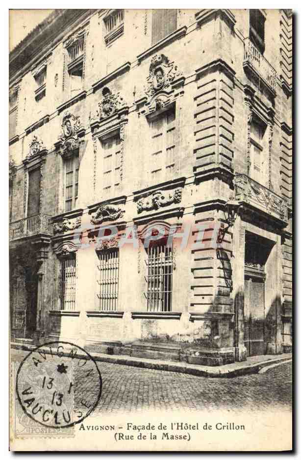 CPA Avignon Facade De I'Hotel De Crillon Rue de la Masse
