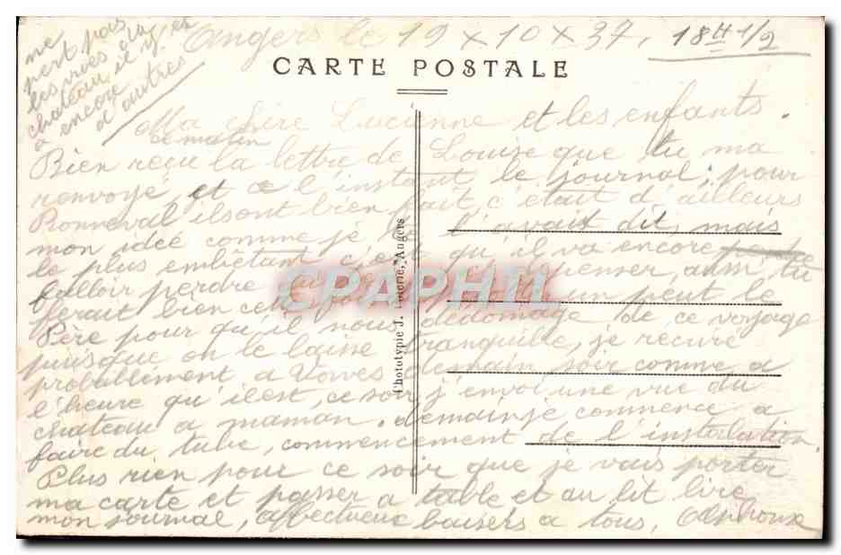 CPA Angers Le Chateau Les Douves Le Pont Levis Le Bout du monde — Rückseite