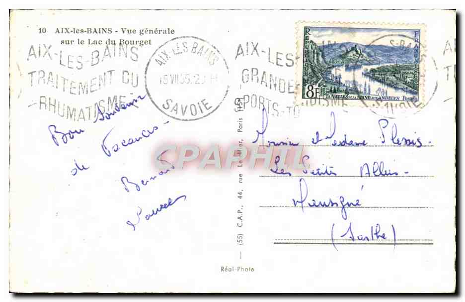 CPM Aix Les Bains Vue Generale Sur Le Lac Du Bourget — Rückseite