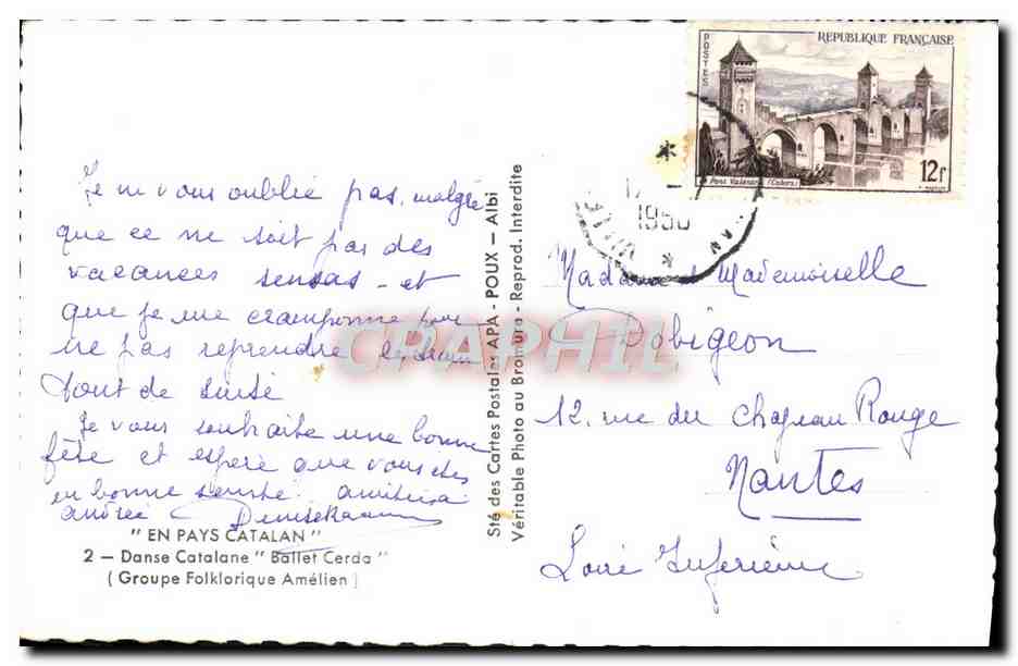 CPM En Pays Catalan Danse Catalane Ballet Cerda Groupe folklorique Amelien Folklore — Rückseite