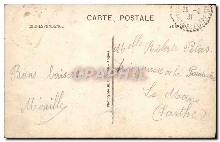 CPA Angers Jardin du Mail La fontaine Vue vers l'avenue Jeanne d'Arc — Rückseite
