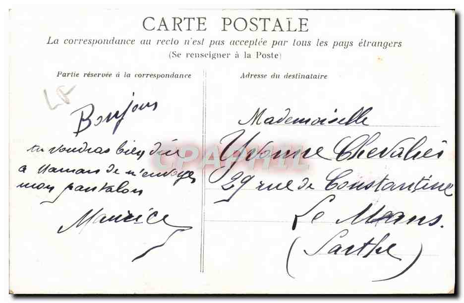 CPA Angers Chevreul Jardin Des Plantes — Rückseite