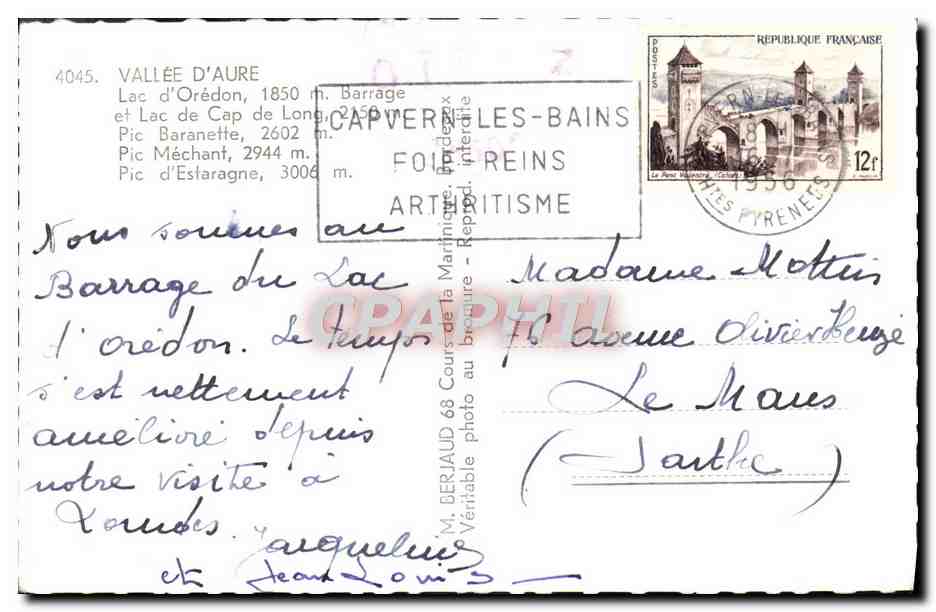 CPM Vallee D'Aure Lac d'Oredon et le Lac du Cap de Long Pic Mechant — Rückseite