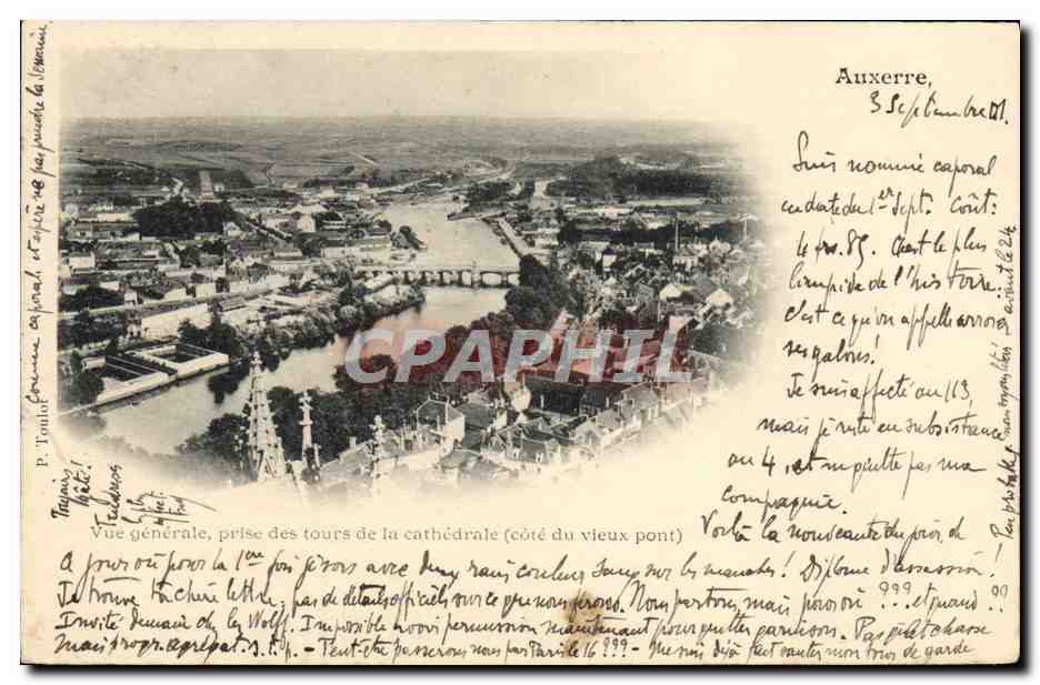 Auxerre — Allgemeiner Blick von den Türmen der Kathedrale (Seite des alten Brückens) — P. Toulon, Verlag