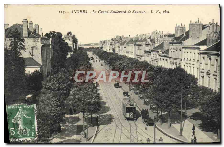 CPA Angers Le Grand Boulevard De Saumur Tramway