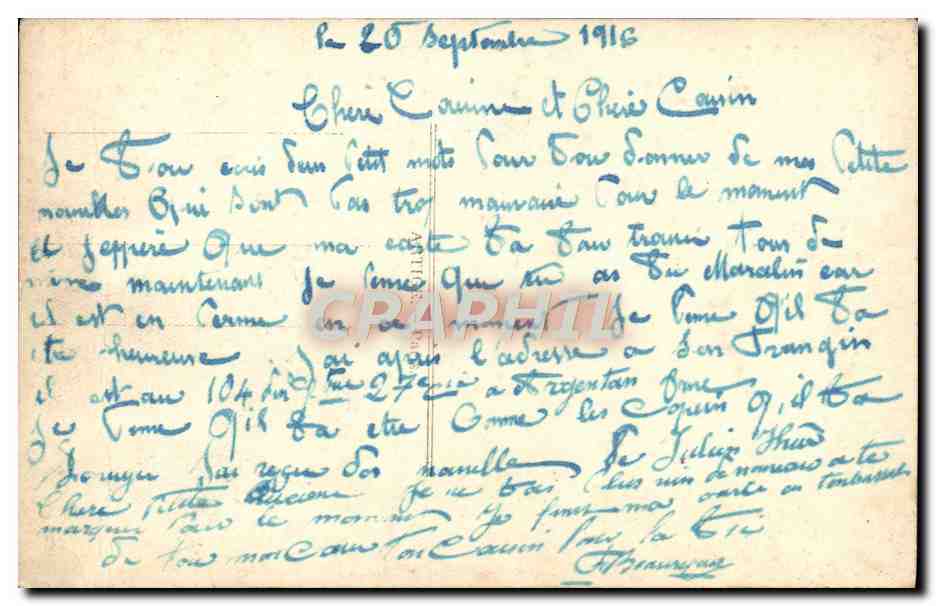 Crépuscule — Poème amoureux — La Sarrazin, Paris, n° 2321/4 — Verso