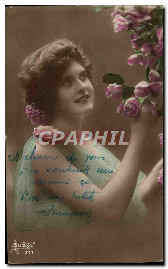 CPA Fantaisie Femme Fleurs