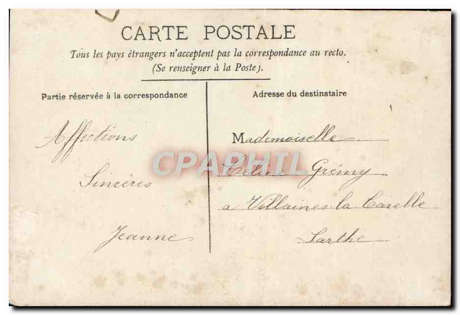 Femme tenant un panneau 'Pensez à moi' — décor de roses et oiseaux — éditeur CIROR, n° 4317 — Verso