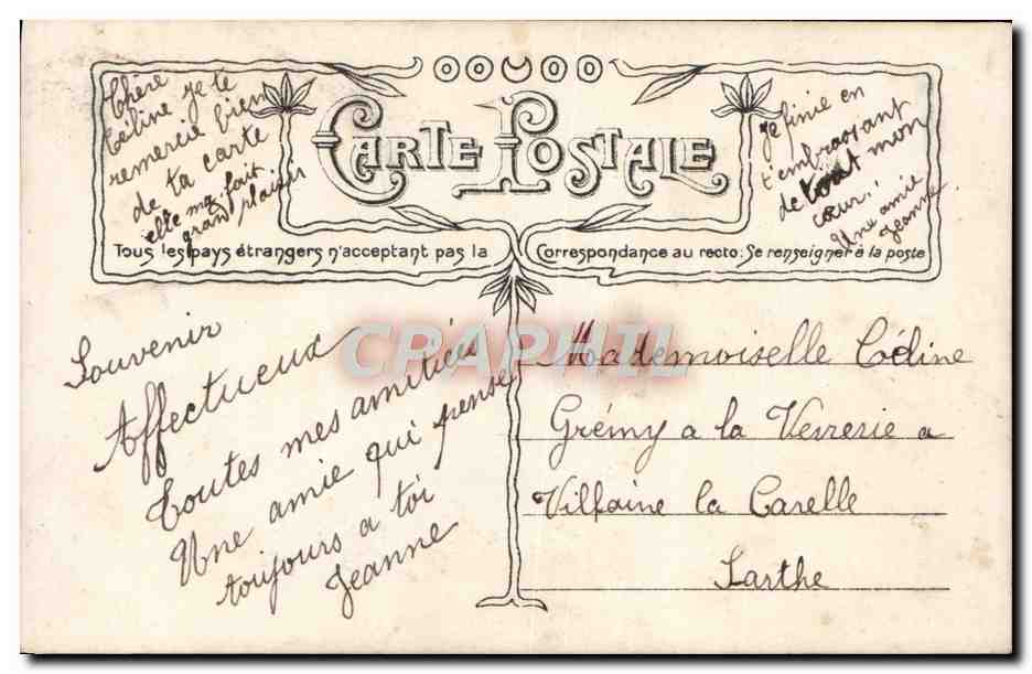 Jeune femme en robe colorée tenant un panier de fleurs — Andréew Phot. — n° 3451 — Achterkant