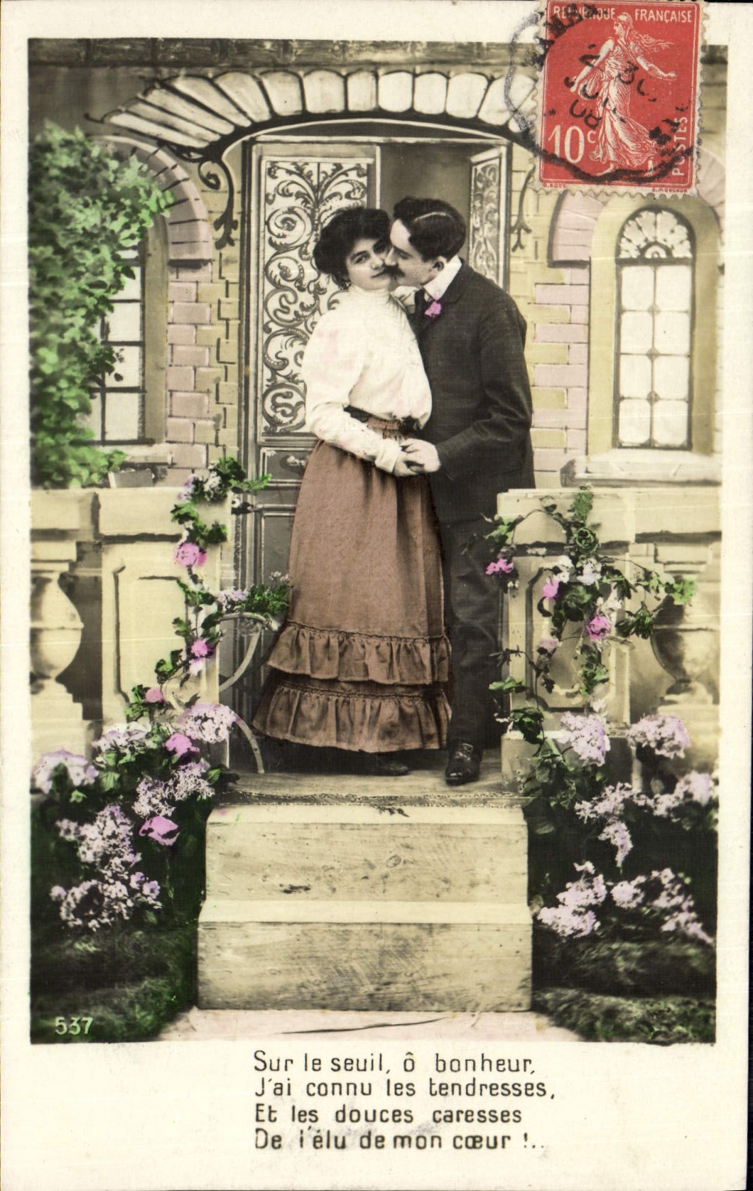 Couple amoureux — scène d'embrassement — éditeur inconnu, n° 537