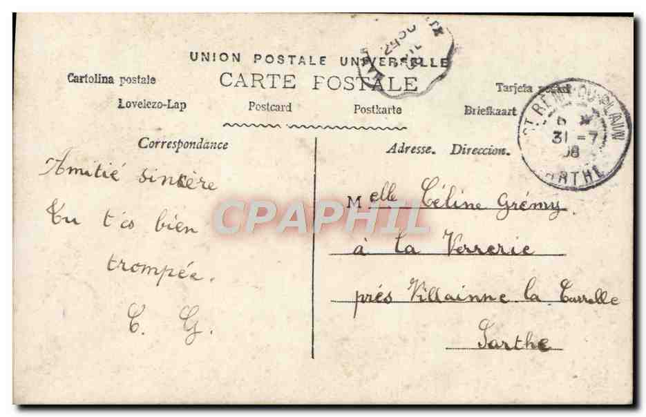 Couple amoureux — scène d'embrassement — éditeur inconnu, n° 537 — Verso