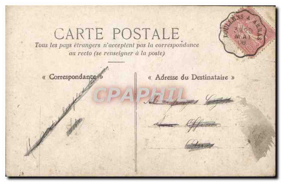Je vous aime — jeune femme en robe rose tenant un panier de fleurs — éditeur inconnu — Achterkant