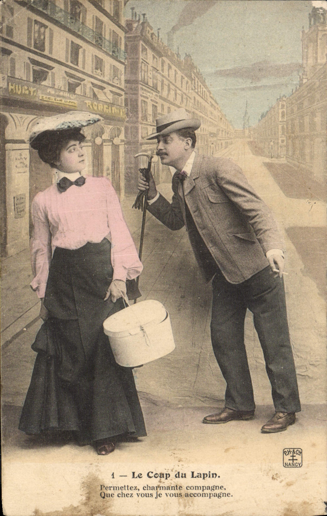 CPA Fantaisie Femme Le coup du lapin