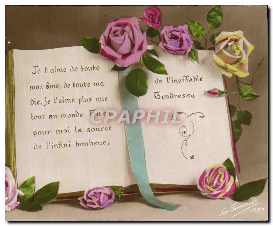CPA Fantaisie Fleurs Livre d'amour