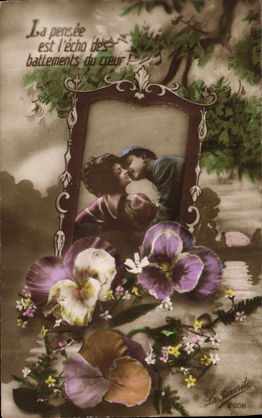 Amour sous un cadre — texte poétique et fleurs — La Favorite 2608