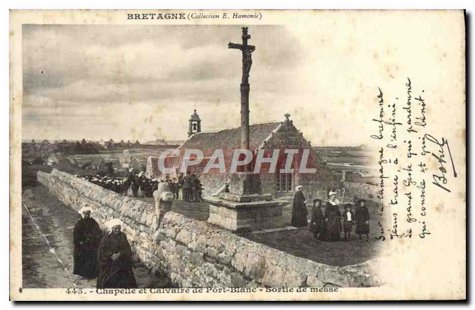 Chapelle et Calvaire de Port-Blanc — Sortie de messe — Collection E. Hamonic