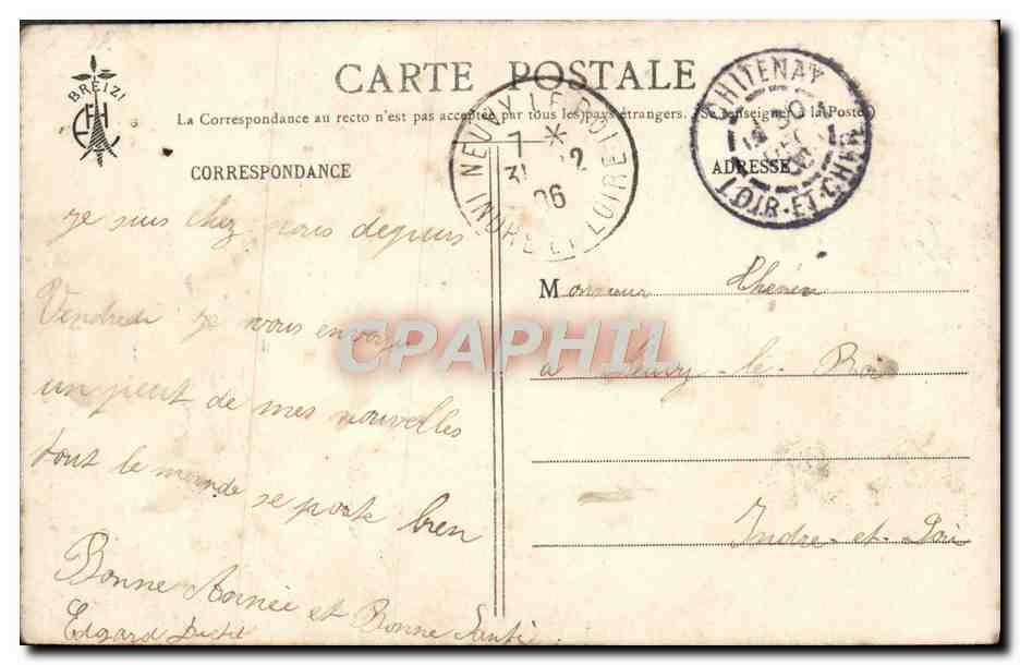 CPA Bretagne Folklore Les chansons de Botrel — Verso