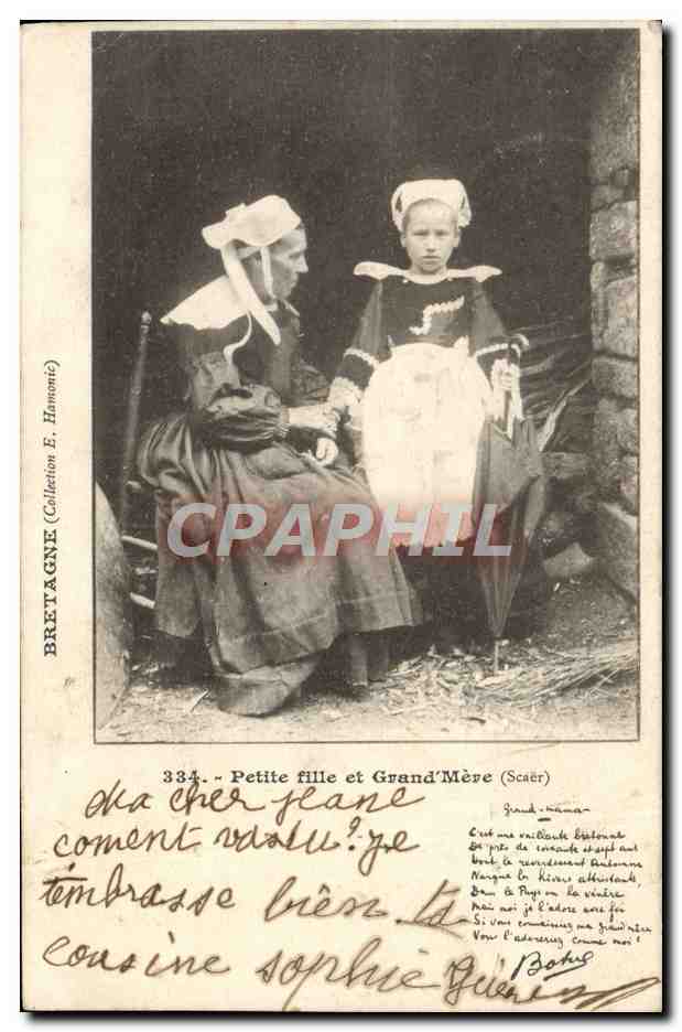 CPA Petite Fille Et Grand Mere Scaer Folklore 
