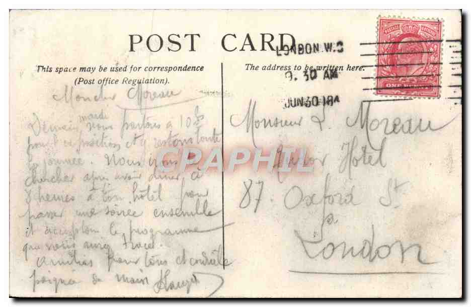 CPA London Charing Cross Hotel And Station Tramway — Verso