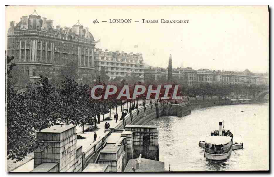 CPA London Thames Embankment Bateau
