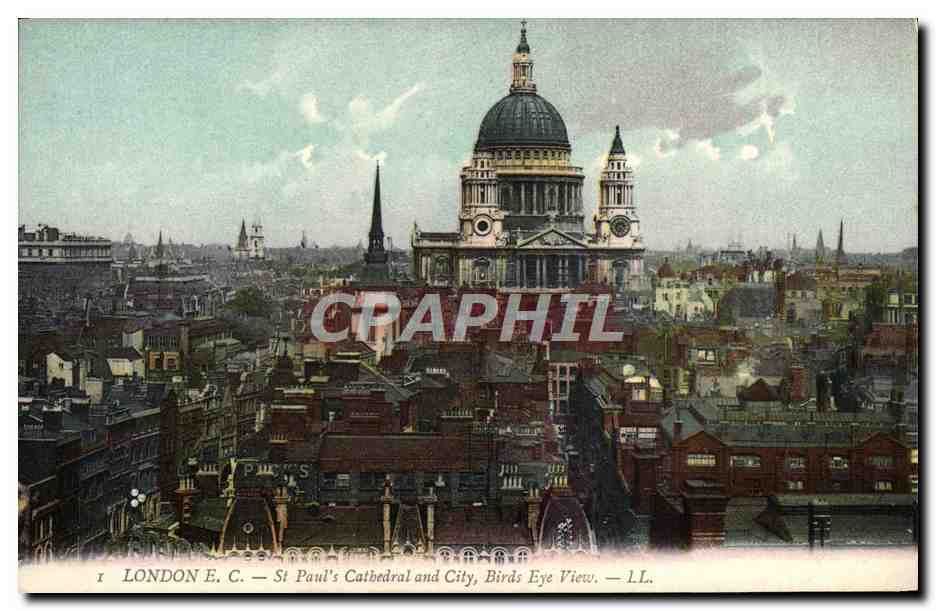 CPA London St Pauls Cathedral And City Birds Eye View