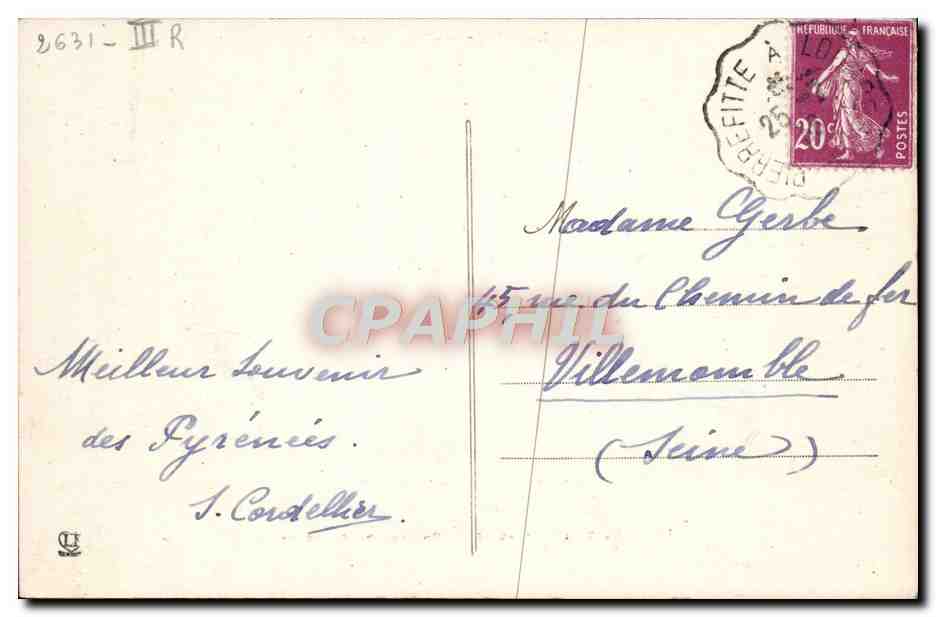 La Vallée d'Angelès - Château de Beauzens — Les Hautes-Pyrénées — Phototypie Labouche Frères, Toulouse, n°124 — Rückseite