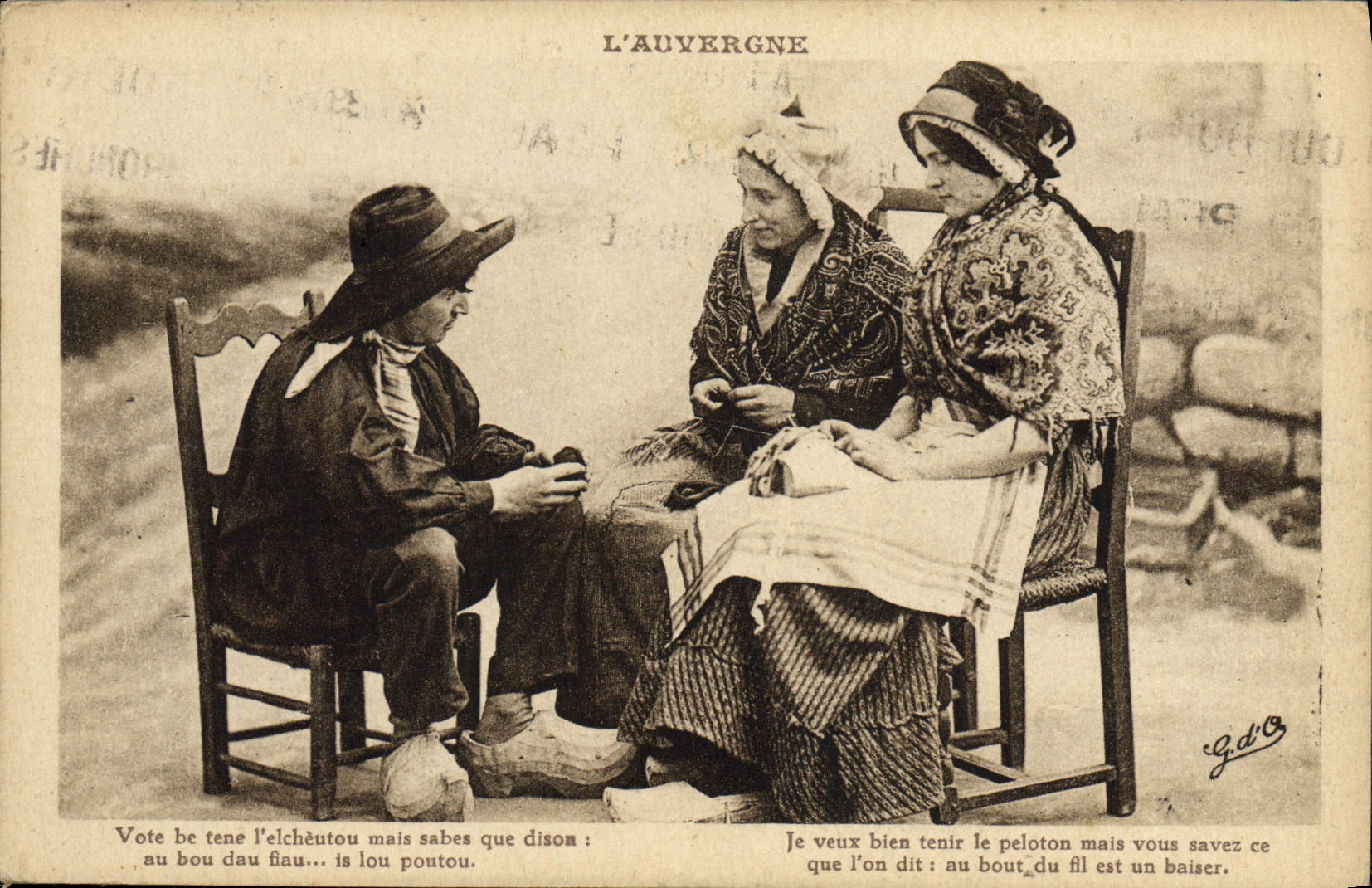 L'Auvergne — Scène de vie rurale avec trois personnages — G.d'Or - Anverso