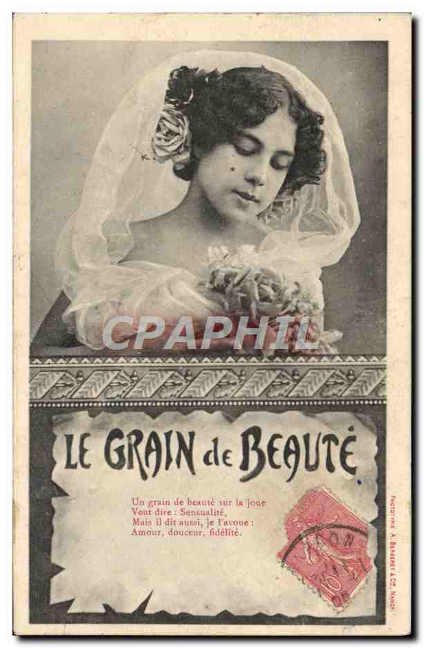 Jeune femme en voile — publicité pour 'Le Grain de Beauté' — photographe A. Blauner & Cie, Nancy