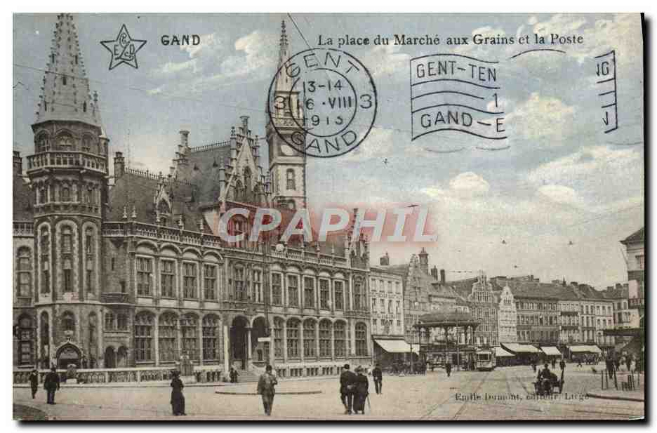 CPA Gand La Place du Marche Aux Grains et la Poste