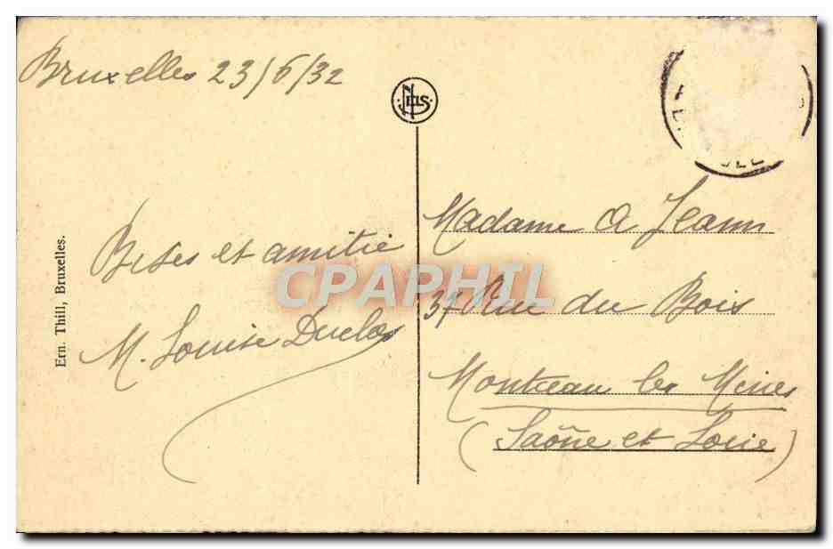 CPA Bruxelles Palais du Roi — Verso