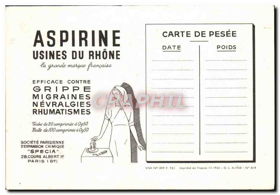CPA Les Corporations Cathedrale de Chartres Les changeurs Vitrail de Saint Joseph Aspirine Usines du Rhone — Verso