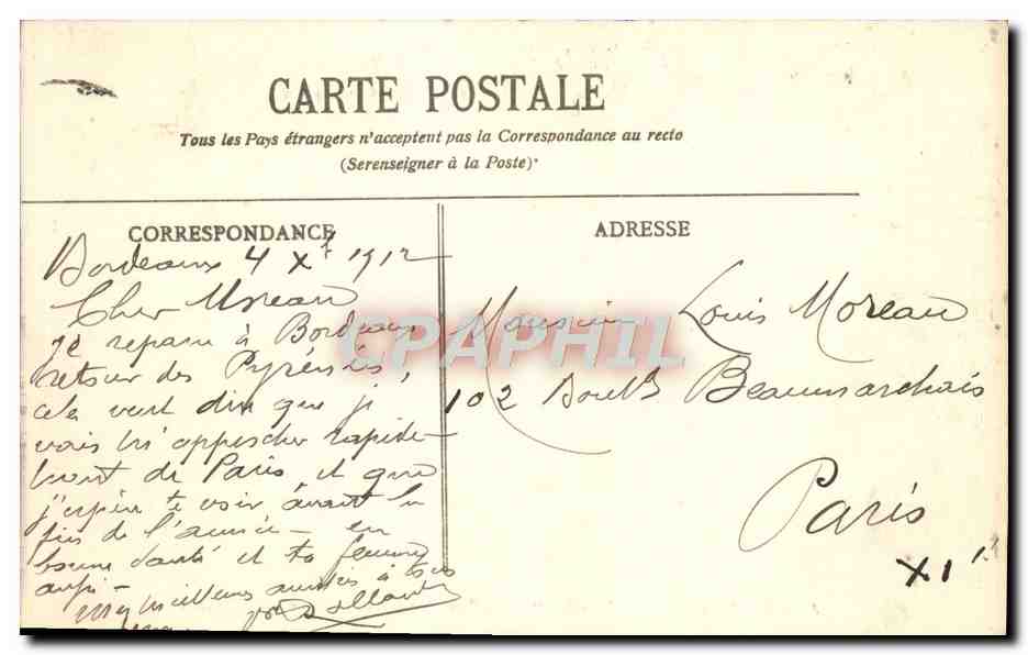 Bordeaux — Le paquebot 'Chili' des Messageries Maritimes — BR - 445 — Rückseite
