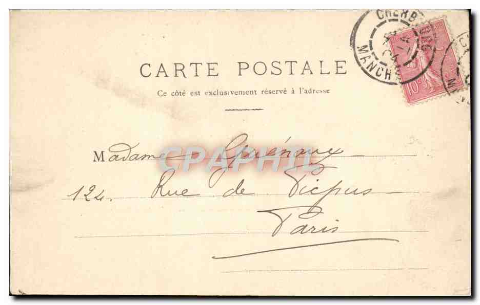 CPA Cherbourg Le Bassin du Commeree et le Fort du Roule — Rückseite