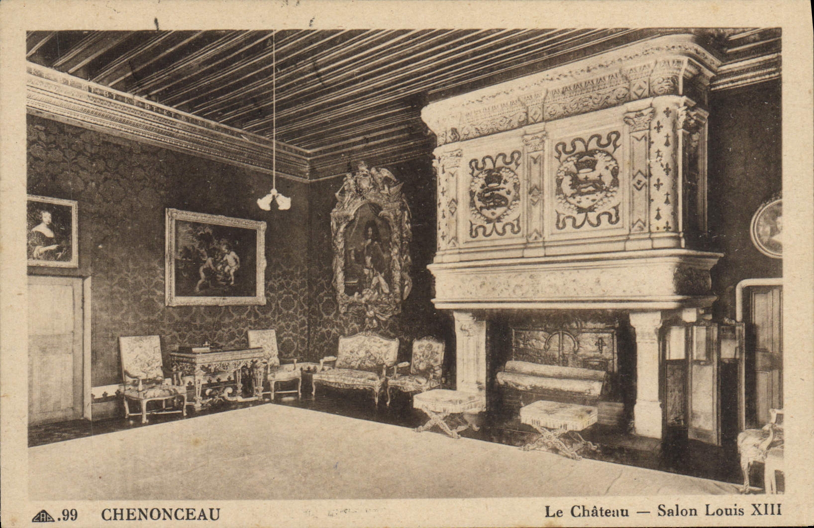 CPA Chenonceau Le Chateau Salon Louis XIII