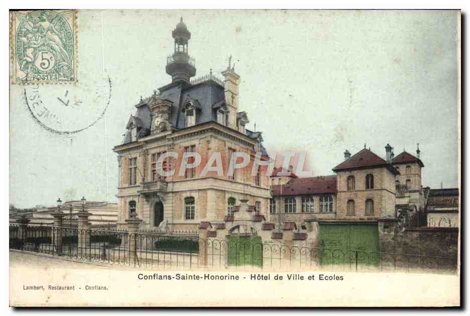 CPA Conflans Sainte Honorine Hotel de Ville et Ecoles