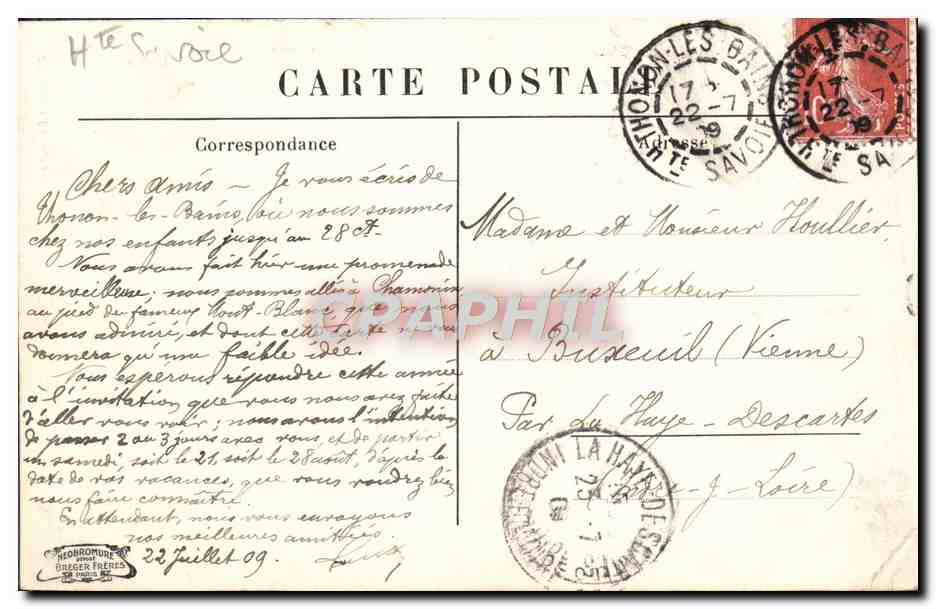 CPA Vallee de Chamonix Chaine du Mont Blanc de la Flegere Ane Mule  — Rückseite