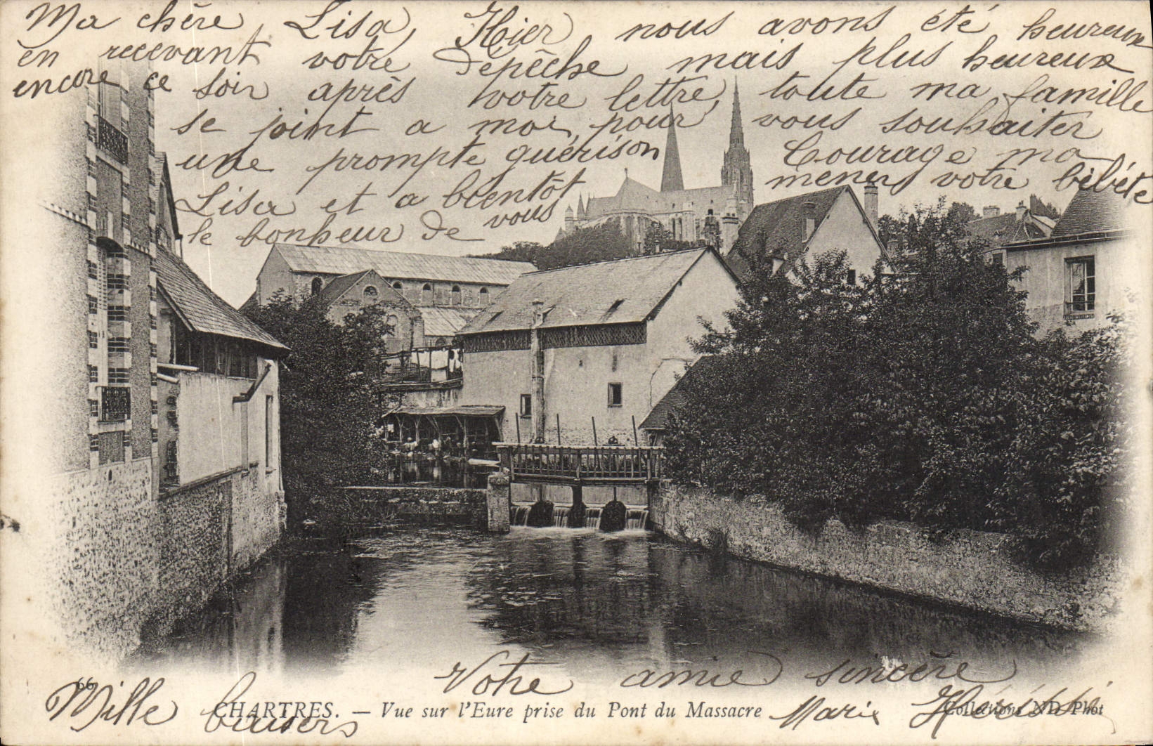 CPA Chartres Vue Sur l'Evre Prise du Pont du Massacre 