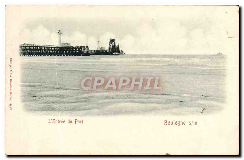 L'Entrée du Port — Boulogne s/m — Stengel & Cie, Bredau, Berlin, 1887