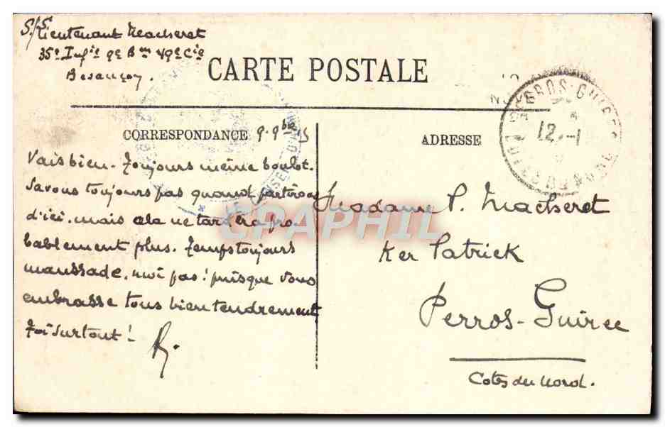 CPA Besancon La Porte Rivotle — Rückseite
